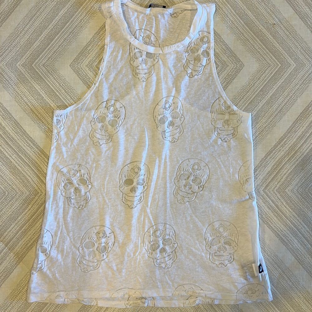 Terez White with Sheer Skulls Racerback Tank Top